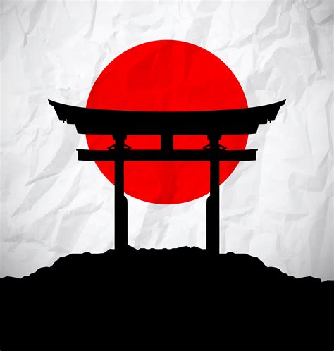 De vlag van Japan als zonsopgang met de poort van Japan - Download Free ...