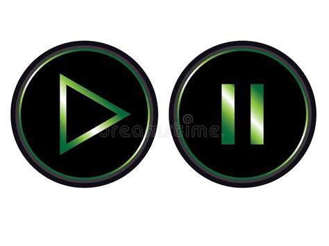 Green black play pause button icon vector. Set eps vector illustration ...