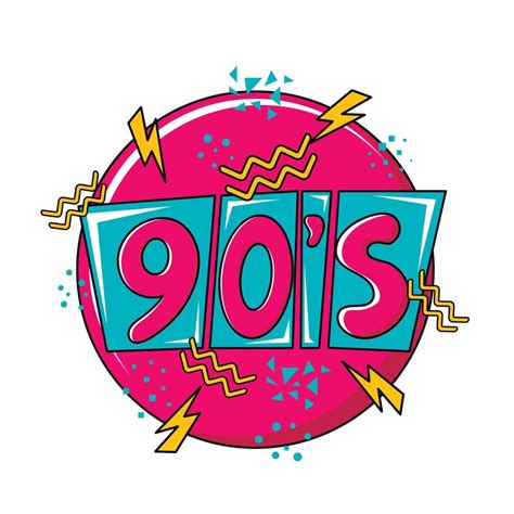 Vector flat illustration of 90s label logo number retro symbol in pop ...