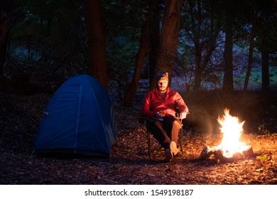 Camping Nature Alone Man Sitting On Stock Photo 1549198187 | Shutterstock