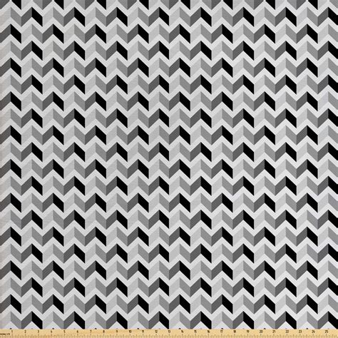 Grey Chevron Fabric by The Yard, Geometric Pattern Triangles in Zigzag ...