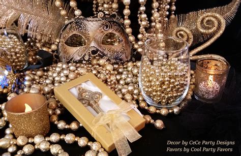 Black and gold decor for your masquerade Prom or event is just ...