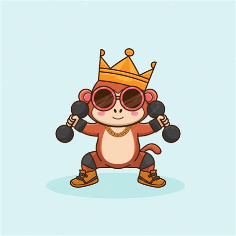 Premium Vector | Monkey animal lifting dumbbell gym workout mascot cute ...