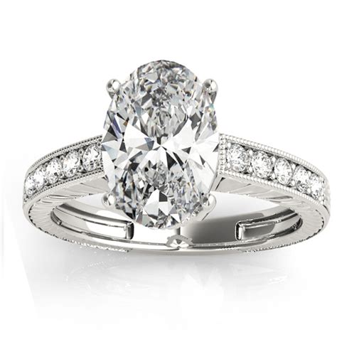 Diamond Accented Oval Engagement Ring Setting Platinum 0.10ct - NG6764