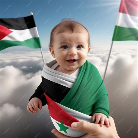 Premium AI Image | Realistic Cute Palestine KidsInfantPalestine Flag