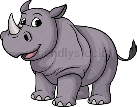 Happy Rhino Cartoon Clipart Vector - FriendlyStock