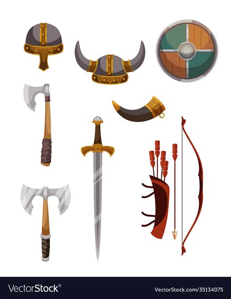 Viking Weapons And Armor Set Design Elements Vector Image, 40% OFF