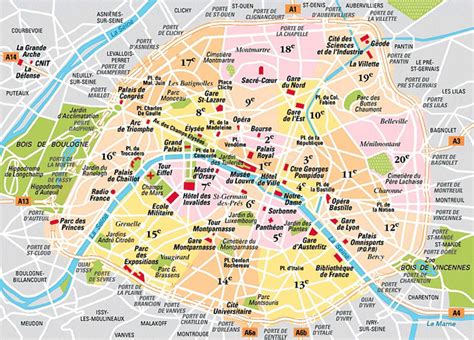 Paris France Map With Attractions - Cristy Claudetta