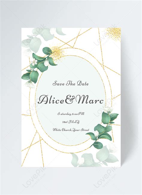 Simple eucalyptus wedding oval border invitation template image_picture ...