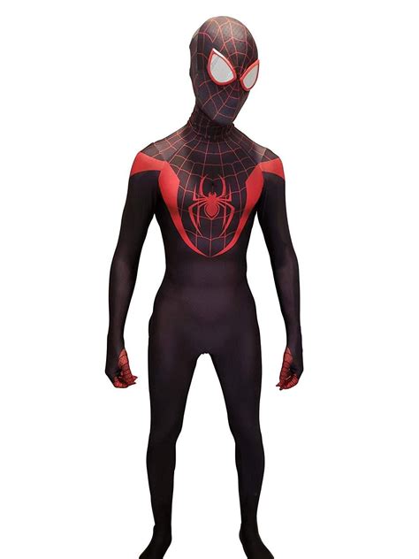 Cosplay Life Miles Morales Black Spider-Man Costume Suit with Mask and ...