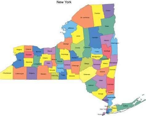 New York Map with Counties