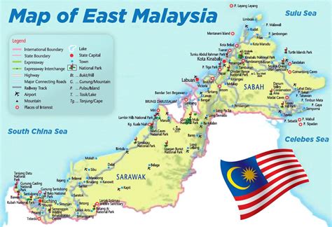 East malaysia map - Map of east malaysia (South-Eastern Asia - Asia)