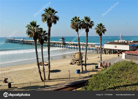 View of San Clemente pier and T-Street beach in San Clemente, Ca ...