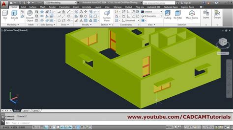 AutoCAD 3D House Modeling Tutorial Beginner Basic - 2 - YouTube