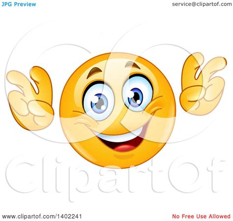 Clipart of a Cartoon Yellow Smiley Face Emoji Emoticon Doing Air Quotes ...