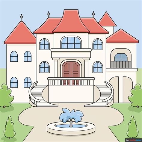 How to Draw a Mansion - Really Easy Drawing Tutorial