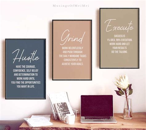 Minimalist Office Decor Wall Art, Set of 3 Inspirational Quote, Home ...