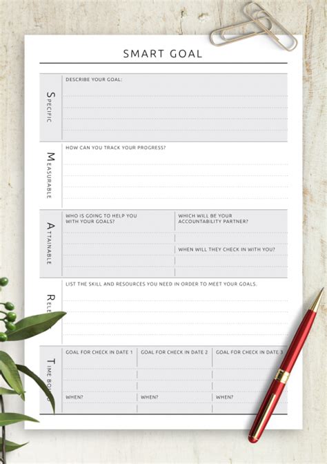 Personal Goal Setting Templates - Download PDF