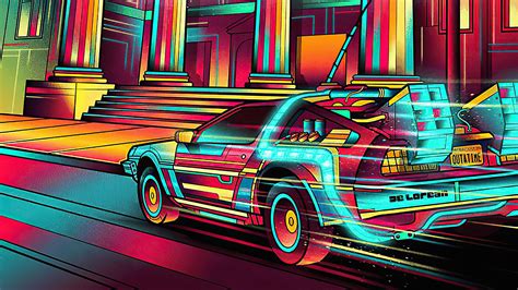 2560x1440 Back To The Future Colorful Delorean 1440P Resolution ,HD 4k ...