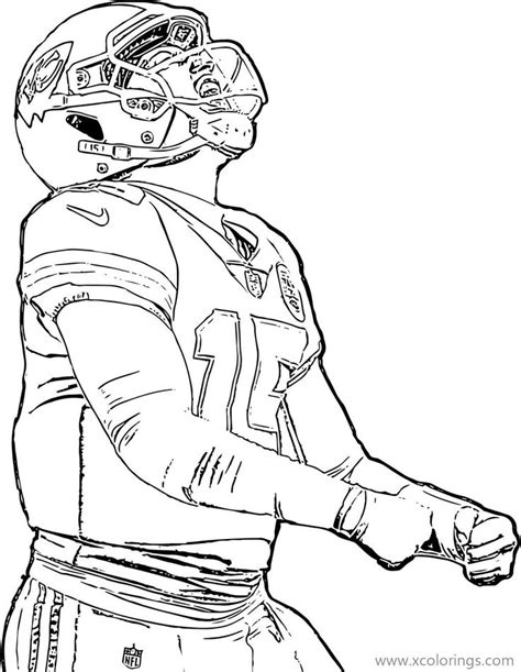 Patrick Mahomes Coloring Pages from Kansas Chiefs. | Football coloring ...