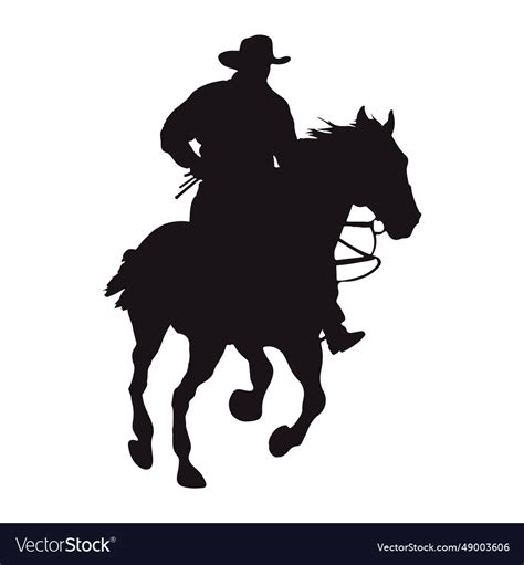 Cowboy silhouette in horse Royalty Free Vector Image