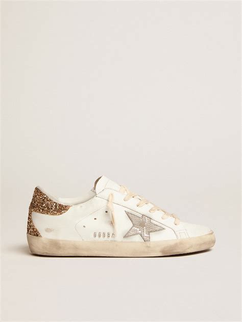 Super-Star sneakers with snake-print silver leather star and gold ...