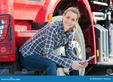 Portrait Woman Truck Driver Concept Stock Image - Image of diesel ...