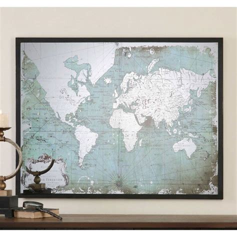 Mirrored World Map Wall Art Uttermost | Furniture Cart