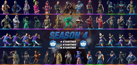 ALL SKINS FROM SEASON 4 | Re-upload due to rarity changes : r/FortNiteBR