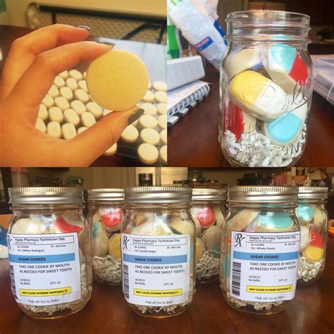 Pill-shaped sugar cookies for pharmacy technician day (10/20). Label ...