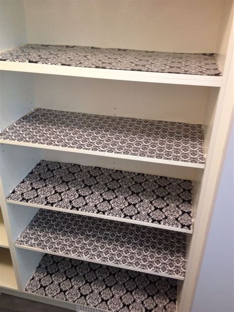 My new pantry shelves lined with wrapping paper from Michaels ($1.50 ...