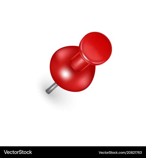 Realistic detailed 3d red push pin Royalty Free Vector Image