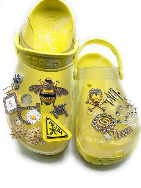 Yellow Translucent Crocs with Designer Charms – PinkIce Novelty