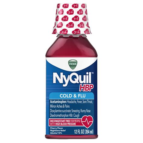 Vicks NyQuil, High Blood Pressure Cold & Flu Medicine, Relieves ...