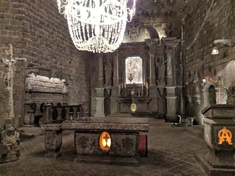 The salt sculpture chapel in the Wieliczka Salt Mine near Krakow ...