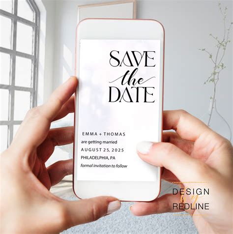 Electronic Save the Date Template, Minimalist Save the Date, Boho ...