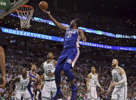 Joel Embiid dunk: Philadelphia 76ers star skies over Boston Celtics ...