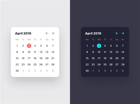 Calendar widget by Goran Tomičić on Dribbble