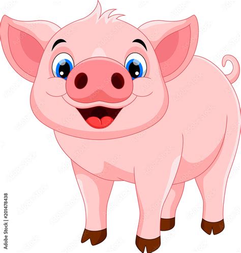 Vector illustration of cute pig cartoon isolated on white background ...