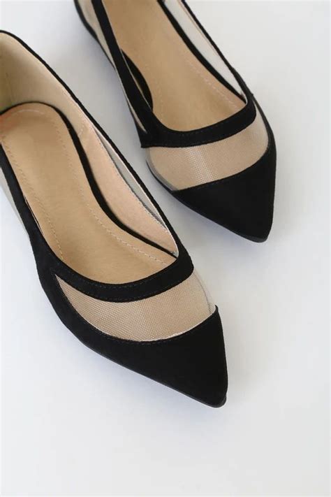 Elisabeth Black Suede Pointed Toe Flats | Winter wedding shoes, Women ...