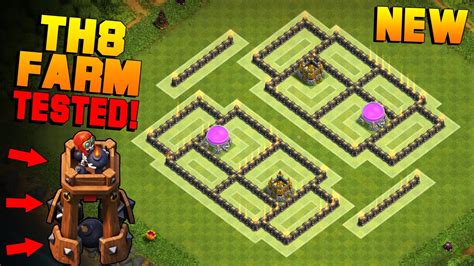 Clash of Clans | TH8 Farming Base with NEW BOMB TOWER | BEST Town Hall ...