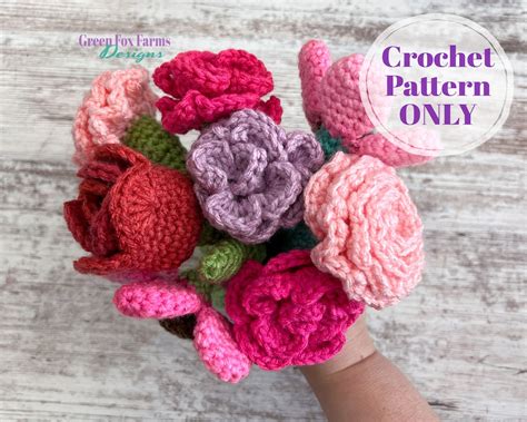 Flowers Amigurumi Pattern, Crochet Pattern for Flower Bouquet and Vase ...