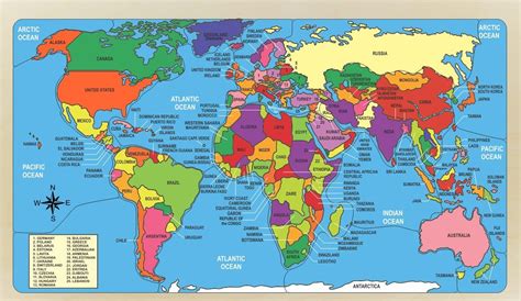 World Map Puzzle Naming the Countries and Their Geographical - Etsy ...