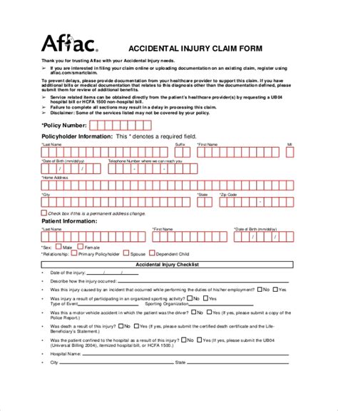 Aflac Accident Insurance Claim Form - ClaimForms.net