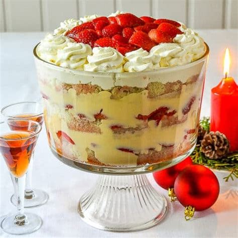 Strawberries and Cream Sherry Trifle. An old fashioned homemade recipe!