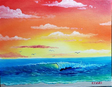 Original Oil Painting of Tropical Ocean wave crashing on beach | Etsy