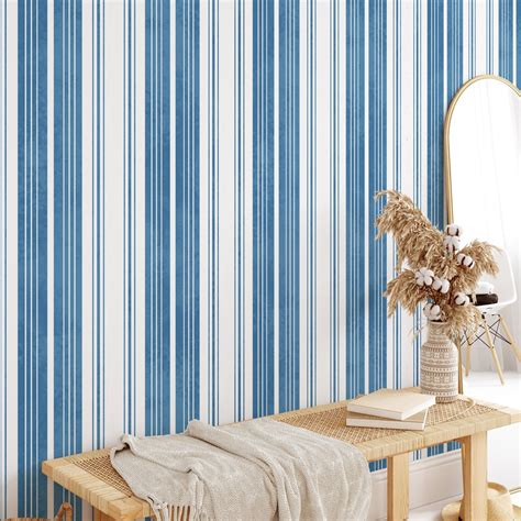 Blue and White Striped Wallpaper, Stripes Wallpaper, Stripe Wall Mural ...