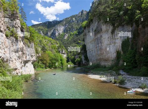 France Lozere La Malene Tarn gorges down the Tarn river by canoe the ...