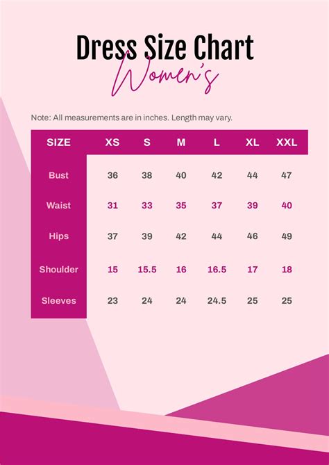 FREE Dress Size Chart Template - Download in Word, Google Docs, PDF ...