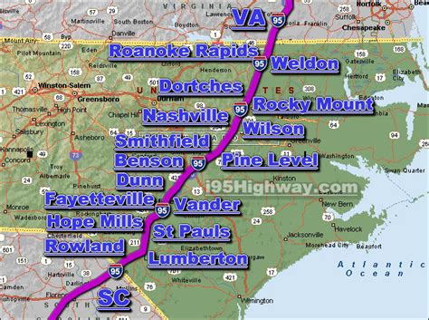 Map Of I 95 Exits In North Carolina - Time Zones Map